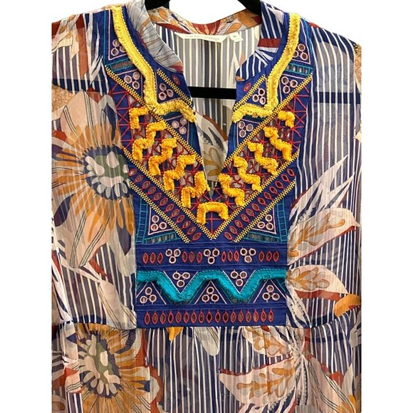 Soft Surroundings Women's Multi-colored Tory Tunic Sheer Top Size XL Floral - Picture 3 of 5